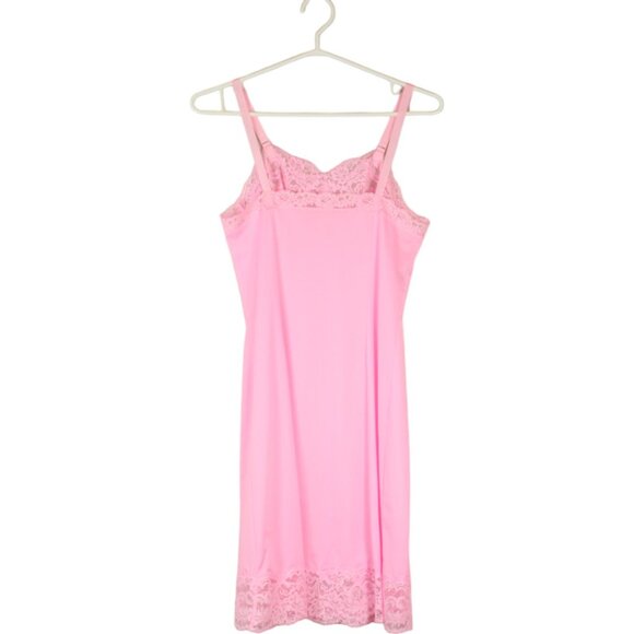 Harvey Woods Slip Bubble Gum Pink Lace Nylon Dress Size 34 Midi Barbiecore SP62 - Picture 6 of 9